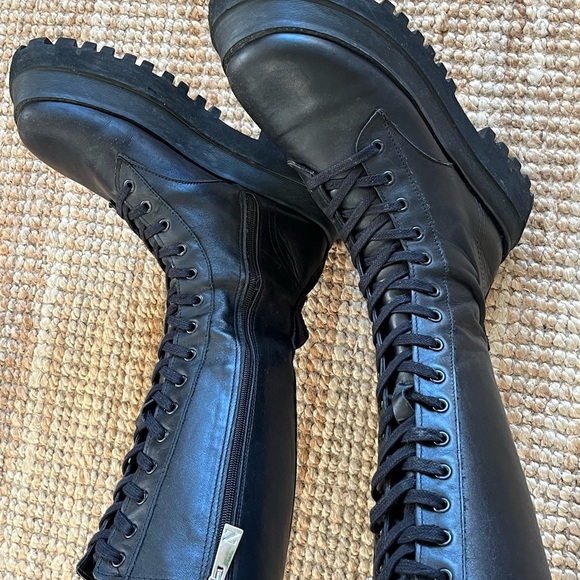 Zara Zip up genuine leather platform combat boots - Picture 5 of 9